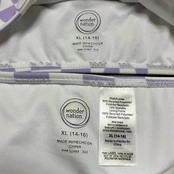 Wonder Nation Girl's Purple Checkered Tie Front Bikini XL 2 Piece - Picture 5 of 5